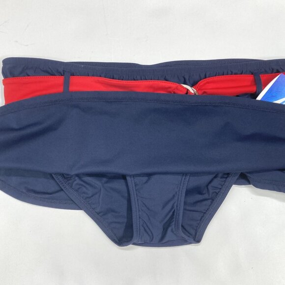 Nautica Navy Swim Skirt, Size 12, Navy w‎ Red Belt Built in Brief Nautical NEW - Picture 4 of 10